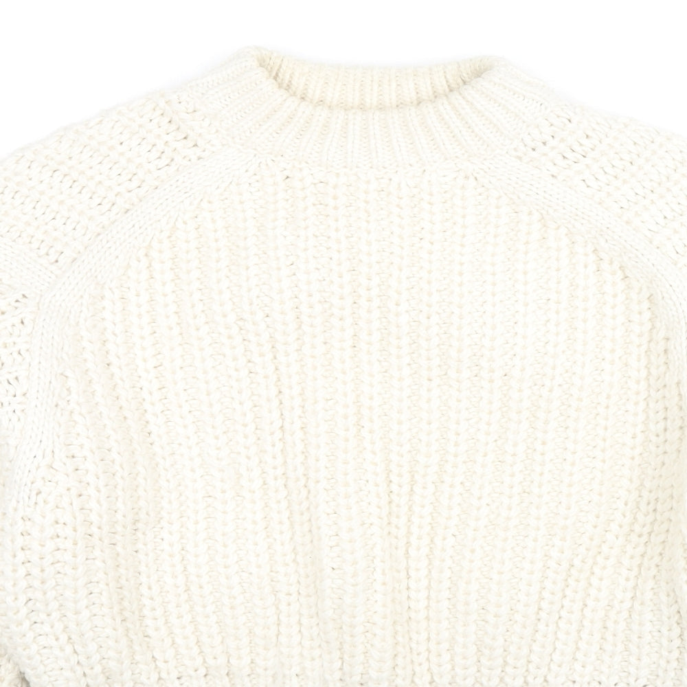 H&M Womens White Roll Neck Polyester Pullover Jumper Size XS