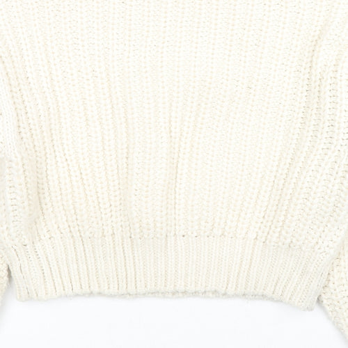 H&M Womens White Roll Neck Polyester Pullover Jumper Size XS
