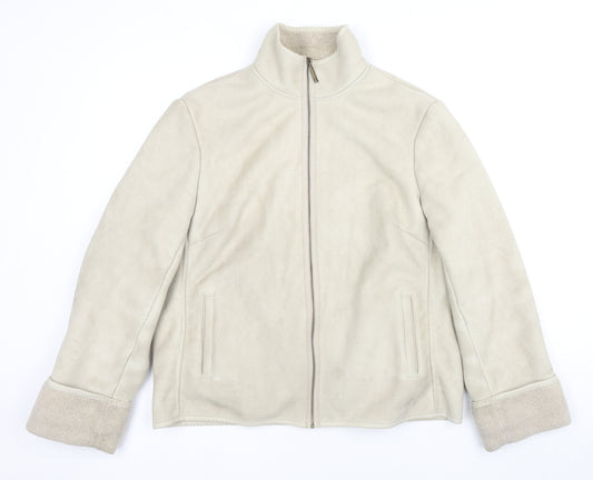 Front view of NEXT women’s beige jacket coat, size UK 16, zip
