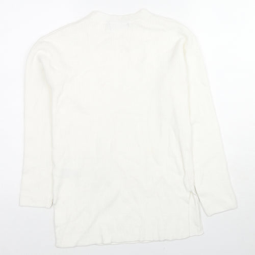 Marks and Spencer Womens White Round Neck Viscose Pullover Jumper Size S