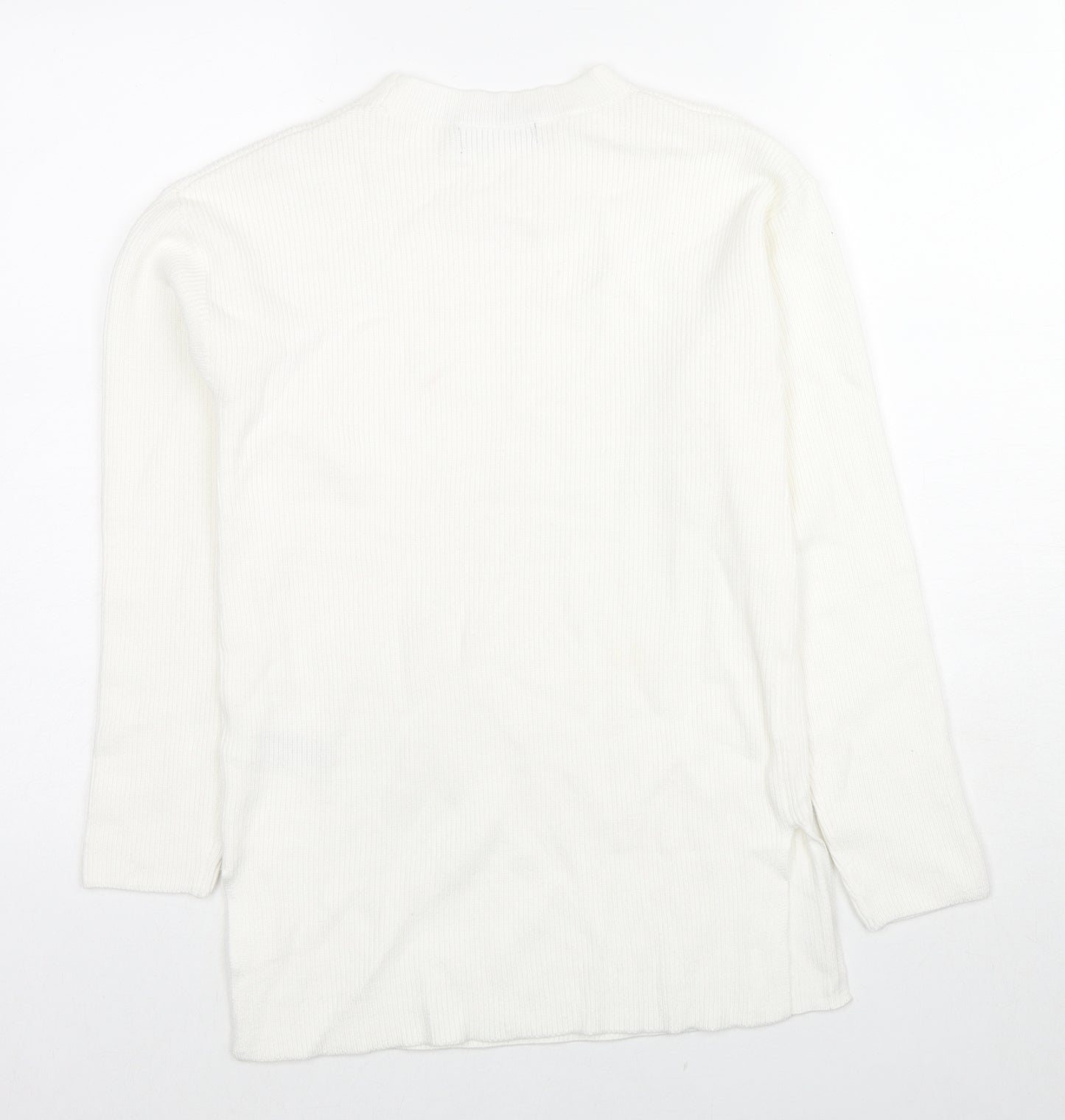Marks and Spencer Womens White Round Neck Viscose Pullover Jumper Size S