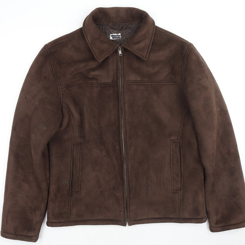 BHS Mens Brown Jacket Coat Size L Zip