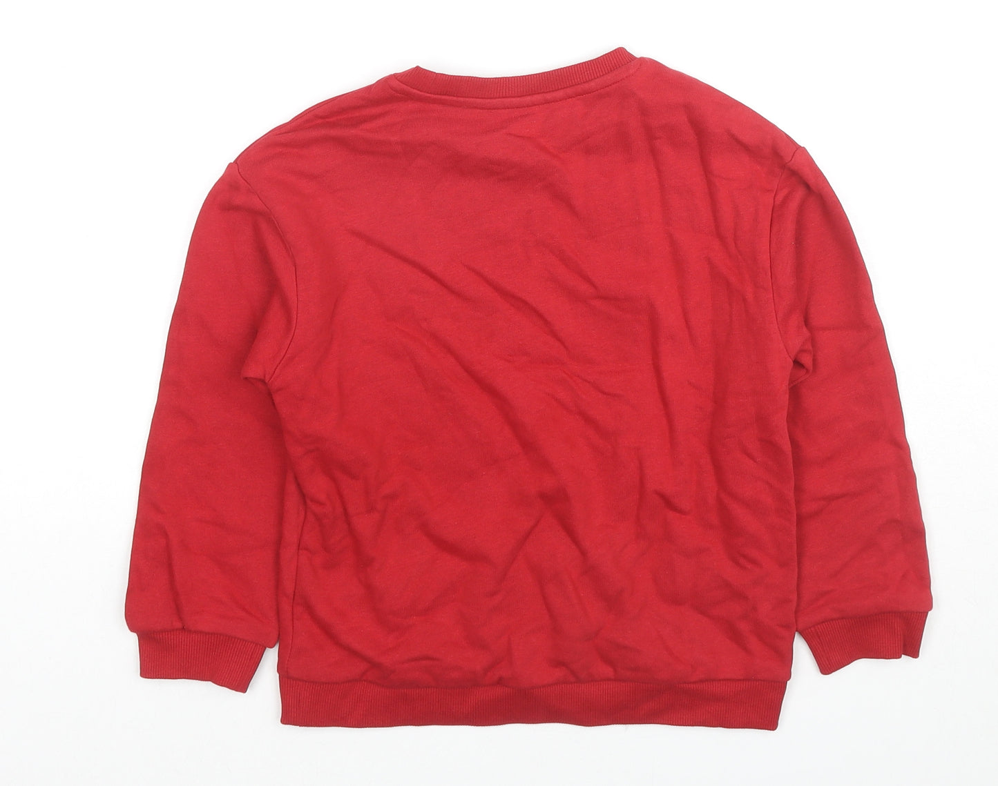 Marks and Spencer Boys Red Cotton Pullover Sweatshirt Size 6-7 Years Pullover - Merry Christmas Reindeer