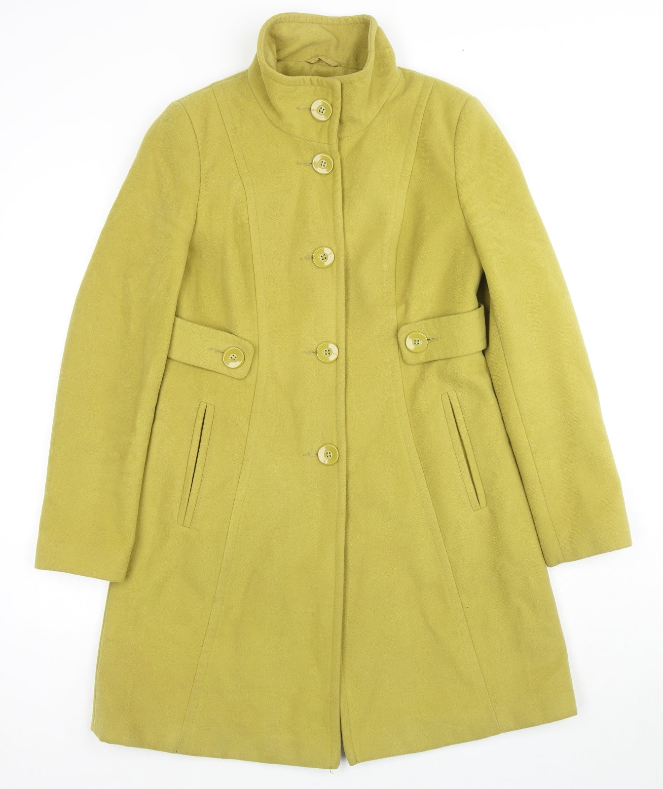 Wallis Womens Green Pea Coat Coat Size 10 Button