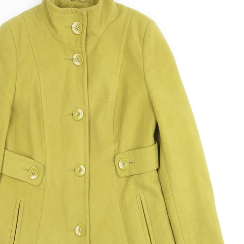 Wallis Womens Green Pea Coat Coat Size 10 Button