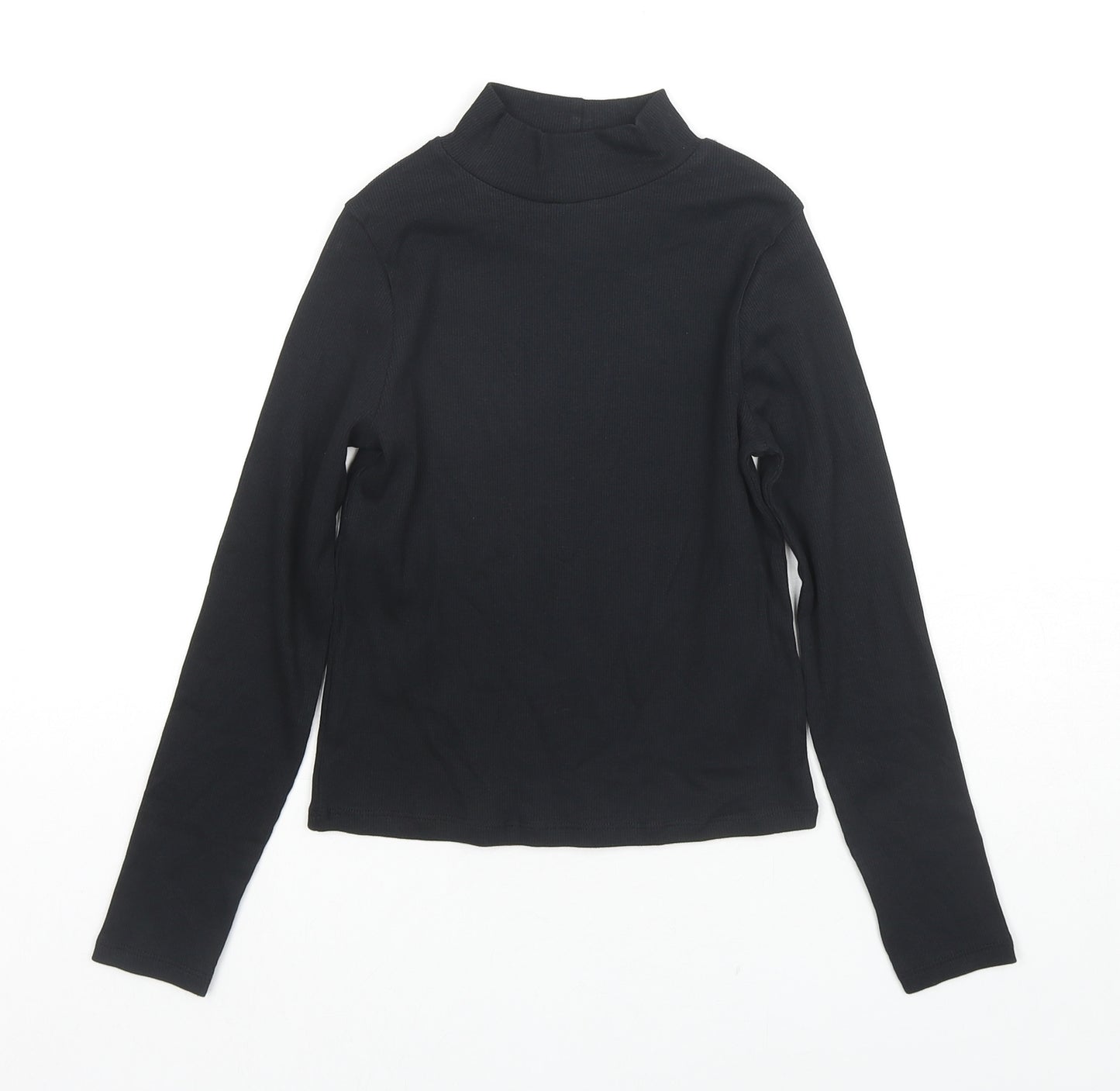 Marks and Spencer Girls Black High Neck Cotton Pullover Jumper Size 8-9 Years Pullover