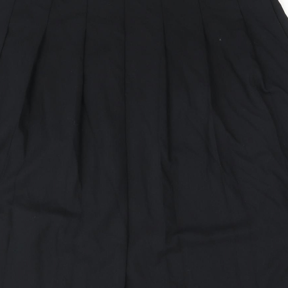 Marks and Spencer Womens Black Polyester Pleated Skirt Size 16 Zip - Side Slit(s)