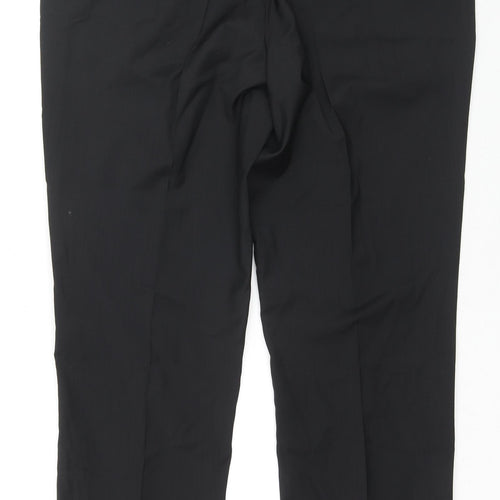 Marks and Spencer Mens Black Polyester Trousers Size 38 in L31 in Regular Zip