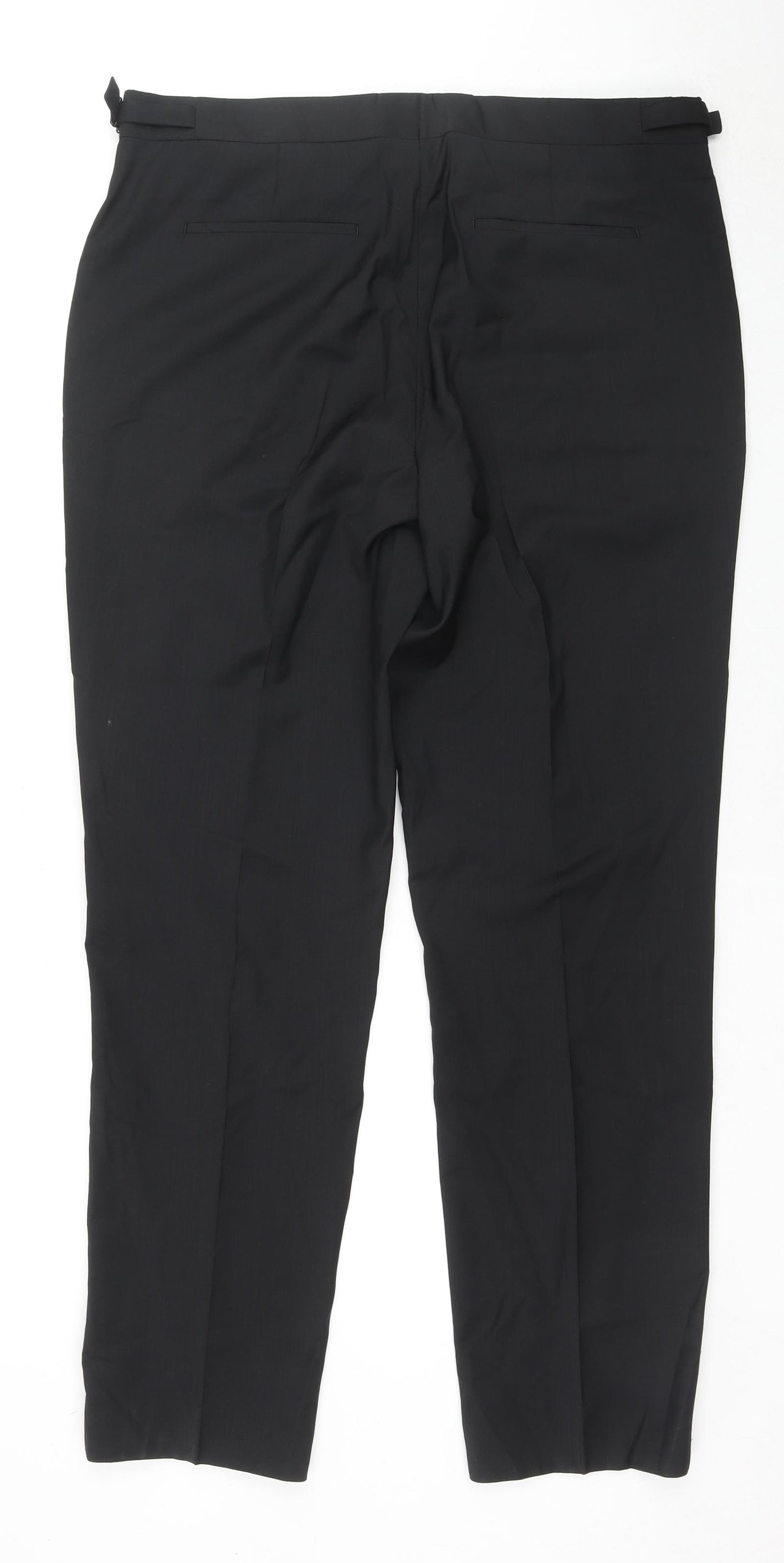 Marks and Spencer Mens Black Polyester Trousers Size 38 in L31 in Regular Zip