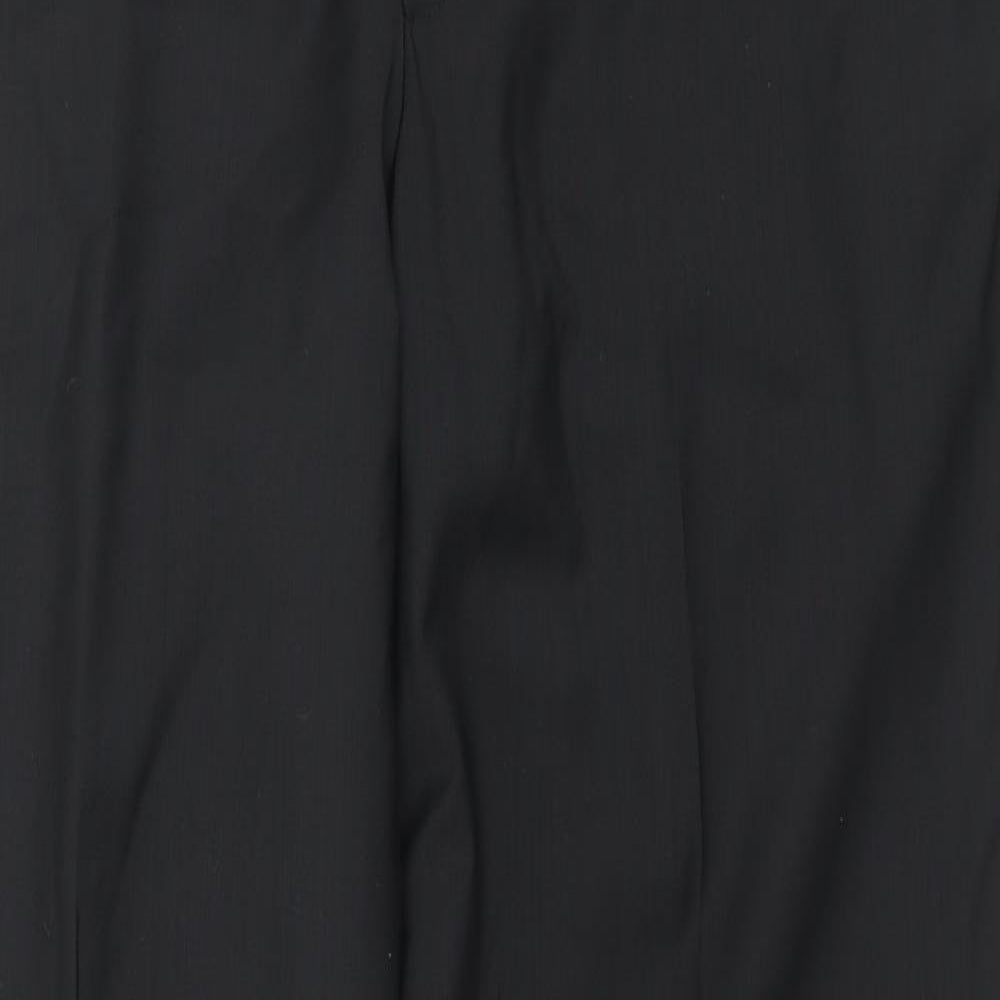 Marks and Spencer Mens Black Polyester Trousers Size 38 in L31 in Regular Zip