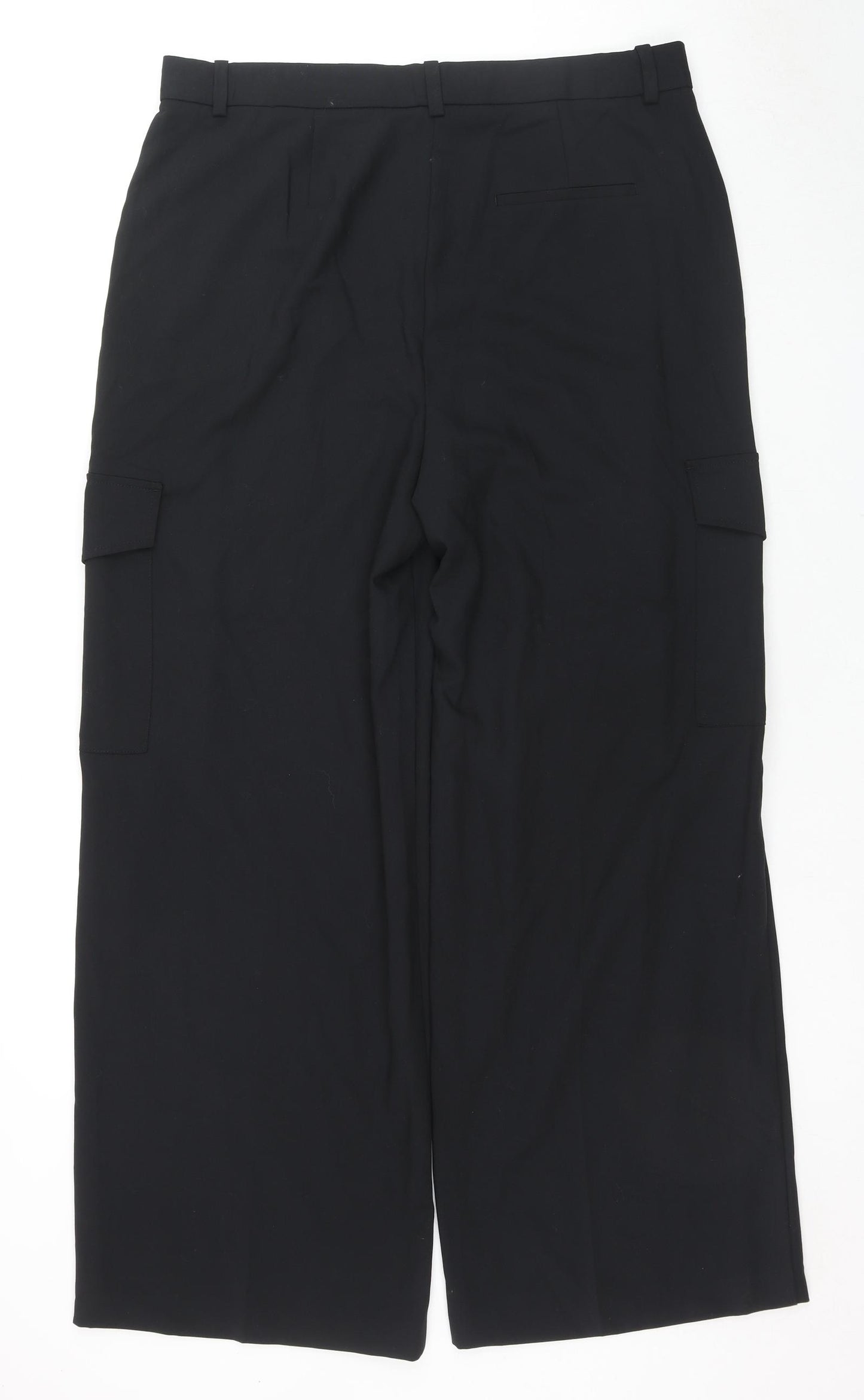 Marks and Spencer Womens Black Polyester Cargo Trousers Size 18 L31 in Regular Zip