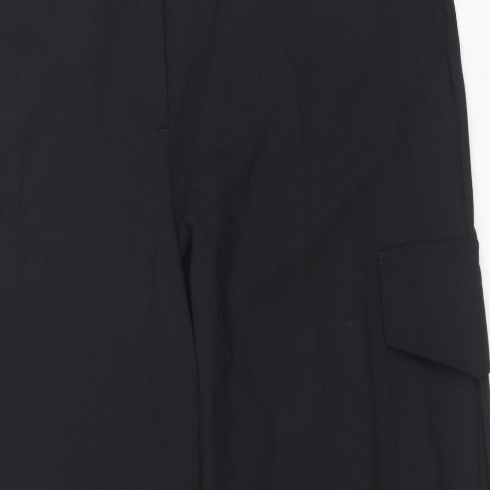 Marks and Spencer Womens Black Polyester Cargo Trousers Size 18 L31 in Regular Zip