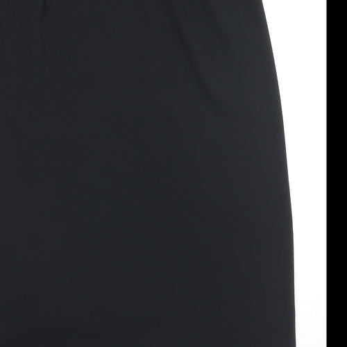 Marks and Spencer Womens Black Polyester A-Line Skirt Size 14 Zip - Side Slit(s)