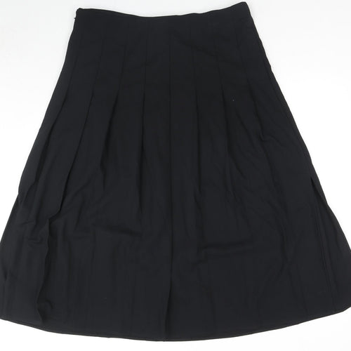 Marks and Spencer Womens Black Polyester Pleated Skirt Size 18 Zip - Side Slit(s)