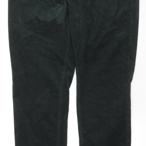 Marks and Spencer Womens Green Cotton Trousers Size 20 L32 in Regular Zip