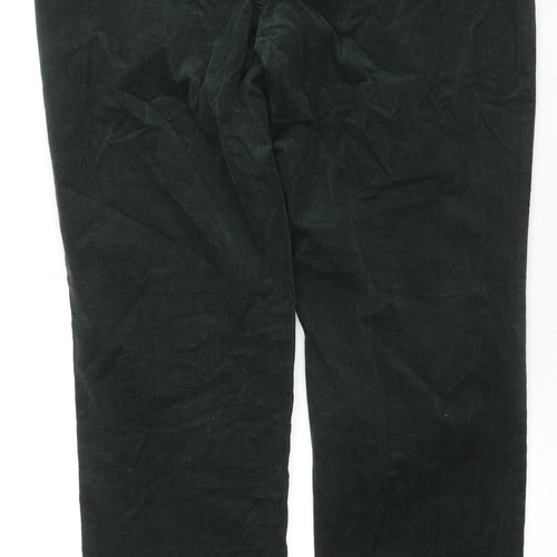Marks and Spencer Womens Green Cotton Trousers Size 20 L32 in Regular Zip