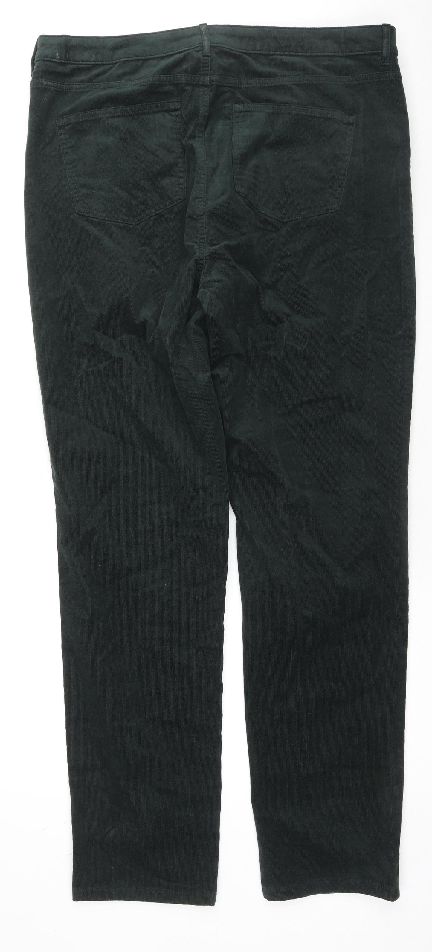 Marks and Spencer Womens Green Cotton Trousers Size 20 L32 in Regular Zip