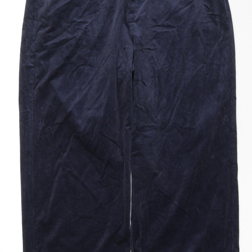 Marks and Spencer Womens Blue Cotton Trousers Size 22 L29 in Regular Zip