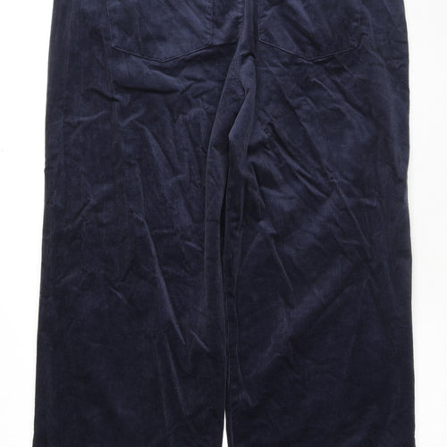 Marks and Spencer Womens Blue Cotton Trousers Size 22 L29 in Regular Zip