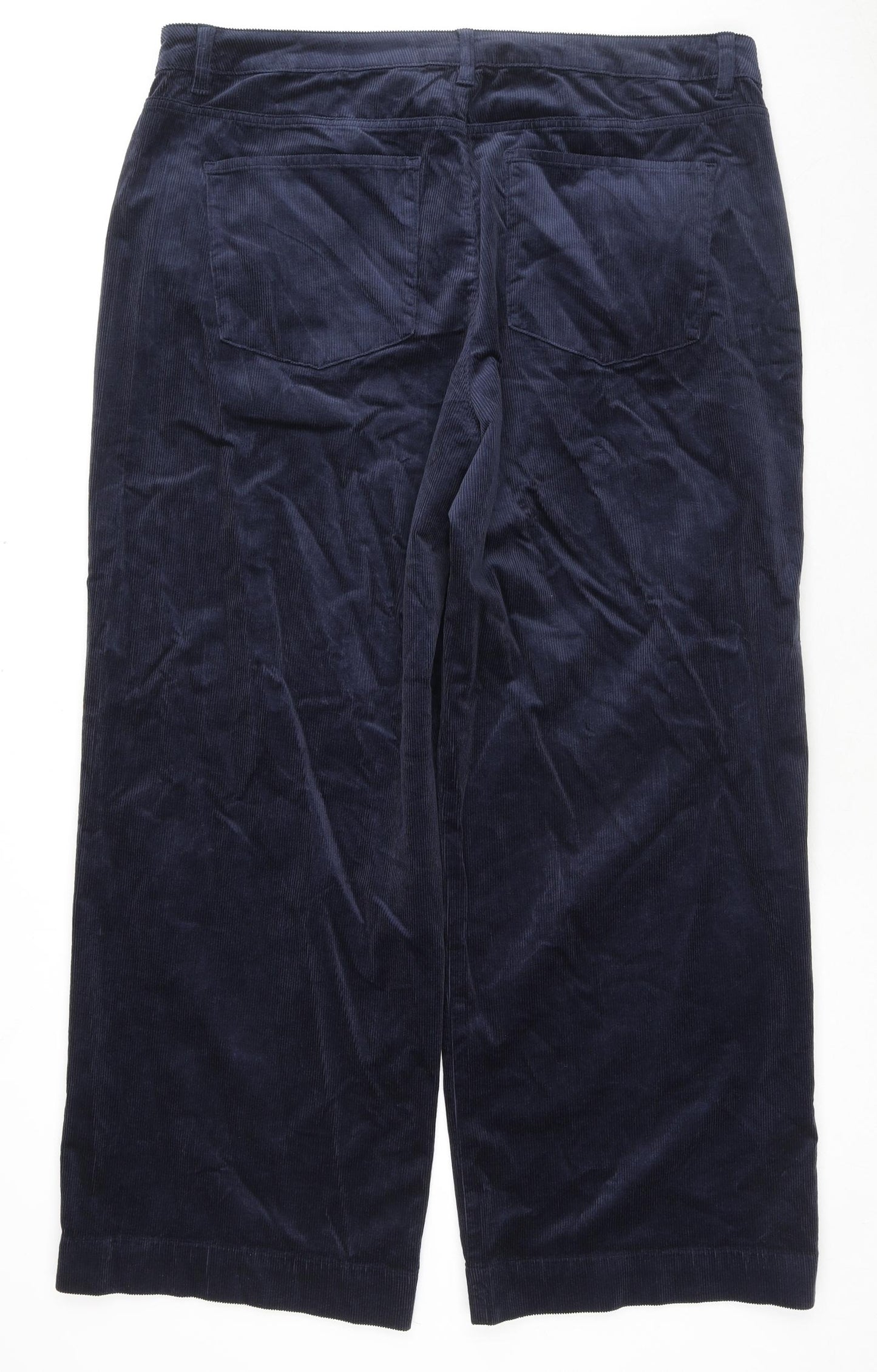 Marks and Spencer Womens Blue Cotton Trousers Size 22 L29 in Regular Zip