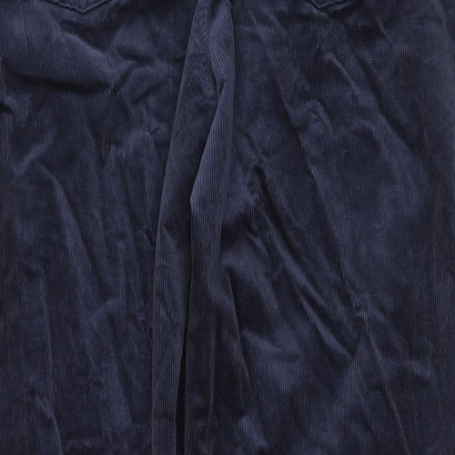 Marks and Spencer Womens Blue Cotton Trousers Size 22 L29 in Regular Zip