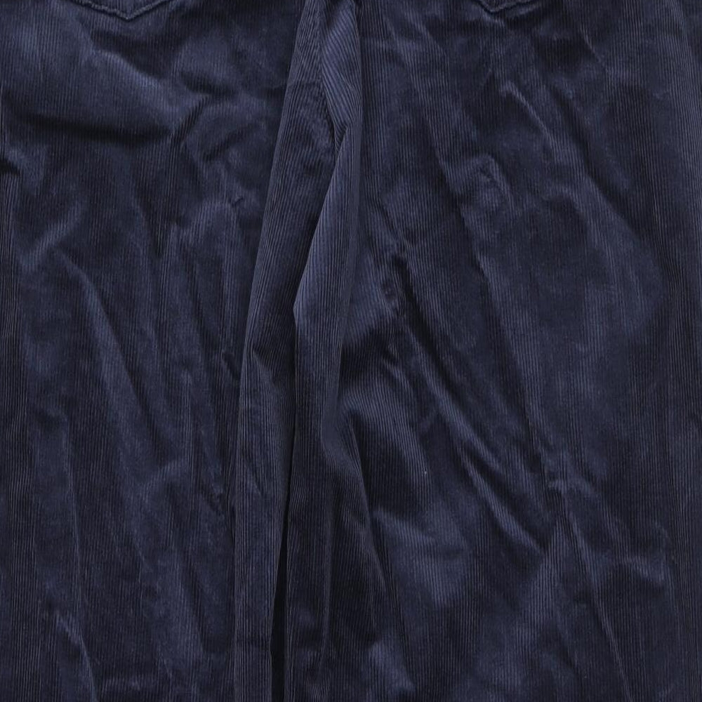 Marks and Spencer Womens Blue Cotton Trousers Size 22 L29 in Regular Zip