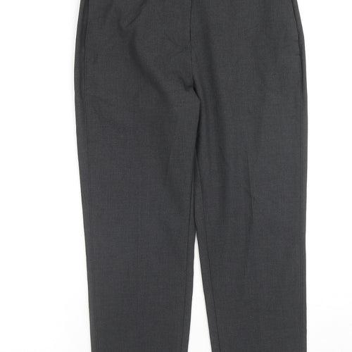 Marks and Spencer Boys Black Polyester Chino Trousers Size 8 Years L24 in Slim Zip