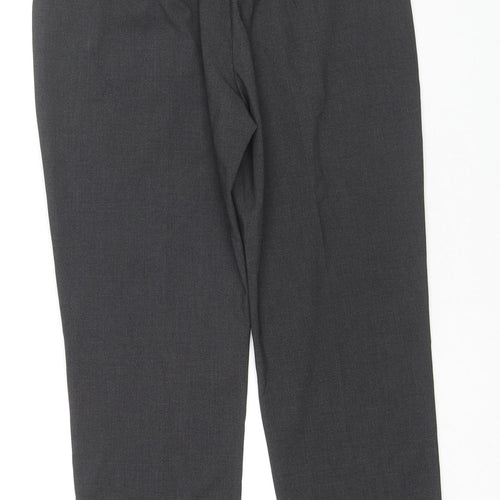 Marks and Spencer Boys Black Polyester Chino Trousers Size 8 Years L24 in Slim Zip
