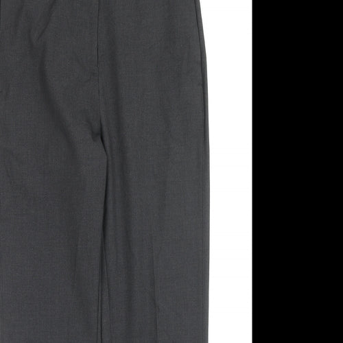 Marks and Spencer Boys Black Polyester Chino Trousers Size 8 Years L24 in Slim Zip