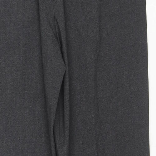 Marks and Spencer Boys Black Polyester Chino Trousers Size 8 Years L24 in Slim Zip