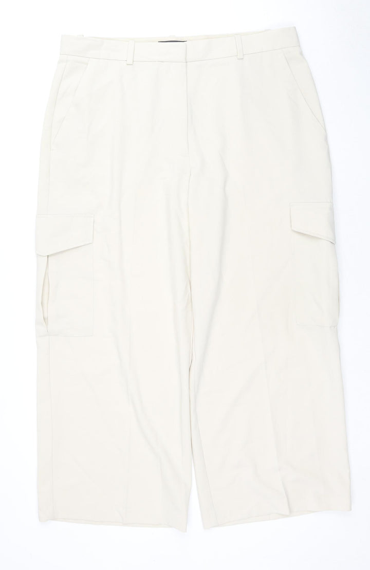 Marks and Spencer Womens Beige Polyester Trousers Size 20 L28 in Regular Zip