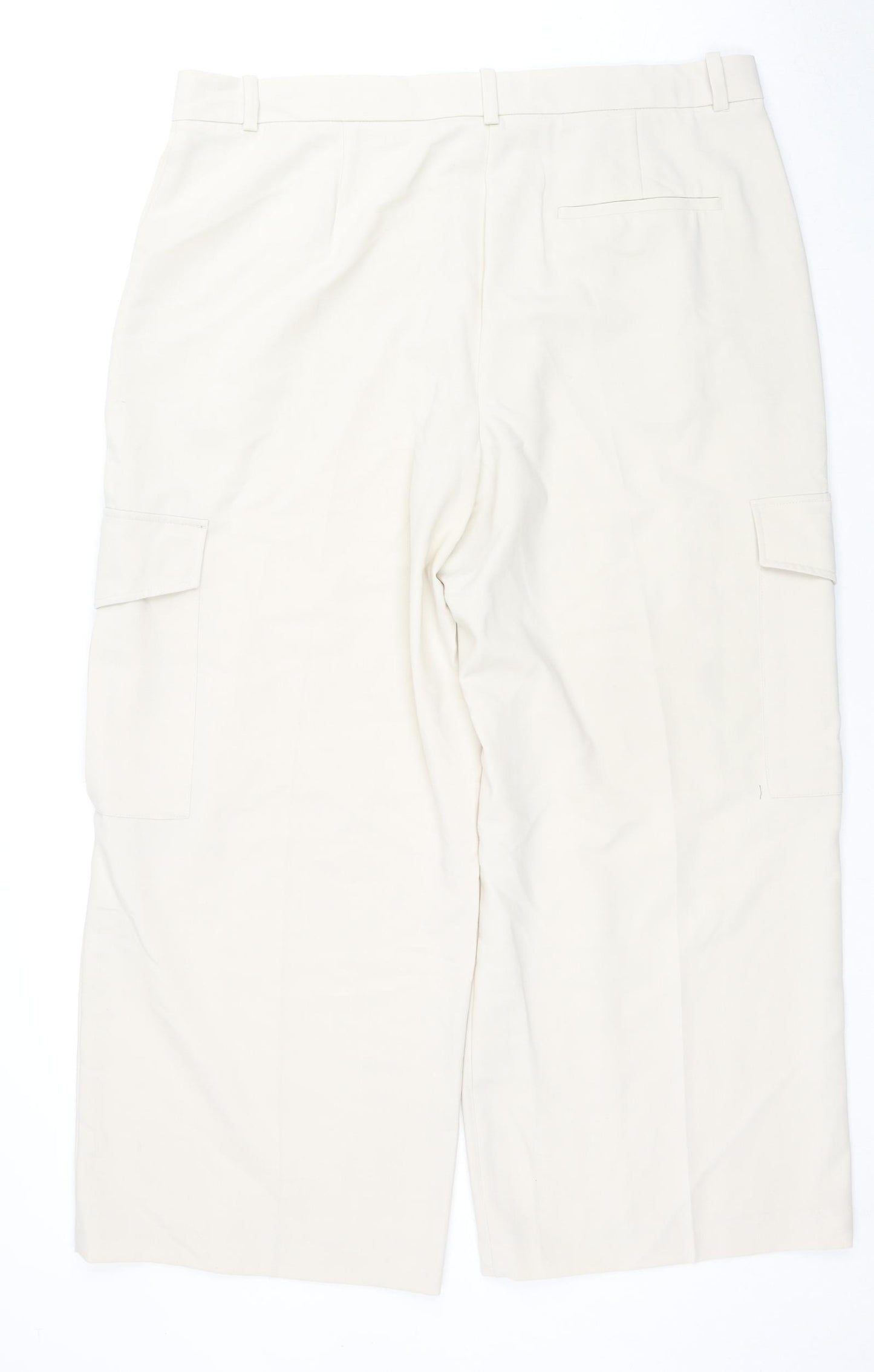 Marks and Spencer Womens Beige Polyester Trousers Size 20 L28 in Regular Zip