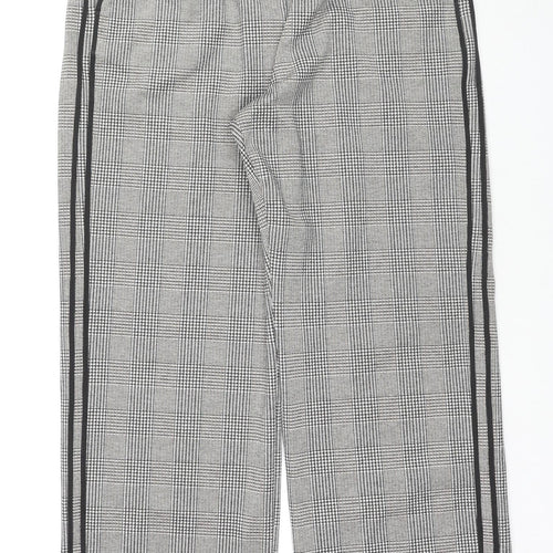 Marks and Spencer Womens Grey Check Polyester Trousers Size 18 L30 in Regular Drawstring