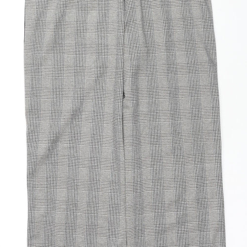 Marks and Spencer Womens Grey Check Polyester Trousers Size 18 L30 in Regular Drawstring
