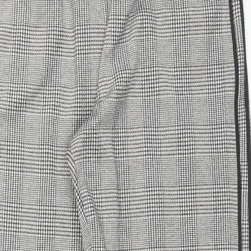 Marks and Spencer Womens Grey Check Polyester Trousers Size 18 L30 in Regular Drawstring