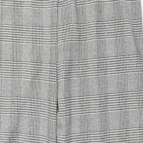 Marks and Spencer Womens Grey Check Polyester Trousers Size 18 L30 in Regular Drawstring