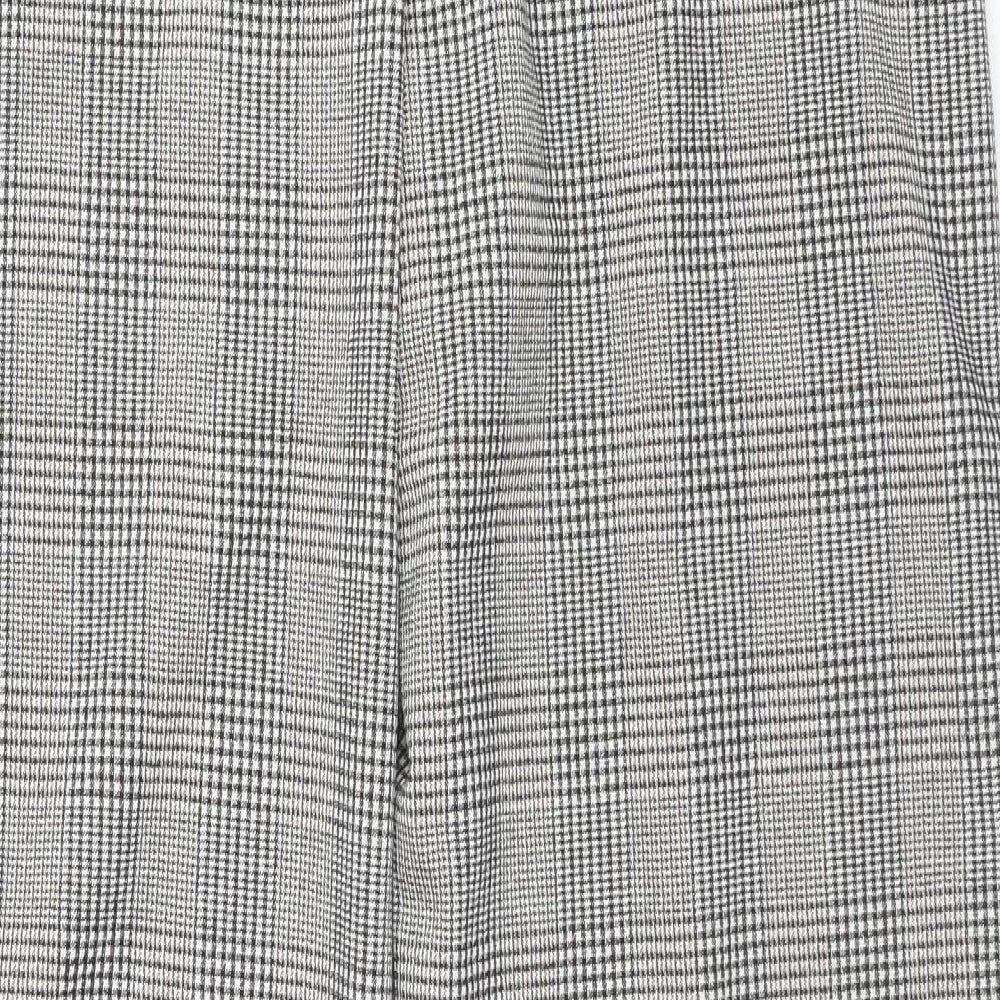 Marks and Spencer Womens Grey Check Polyester Trousers Size 18 L30 in Regular Drawstring