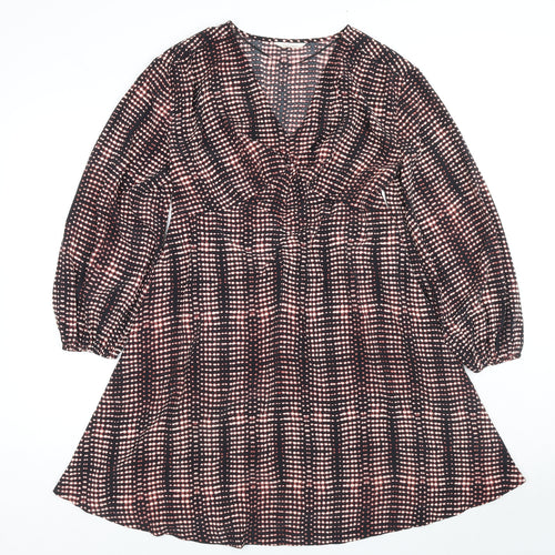 Per Una Womens Multicoloured Geometric Polyester Trapeze & Swing Size 12 V-Neck Pullover