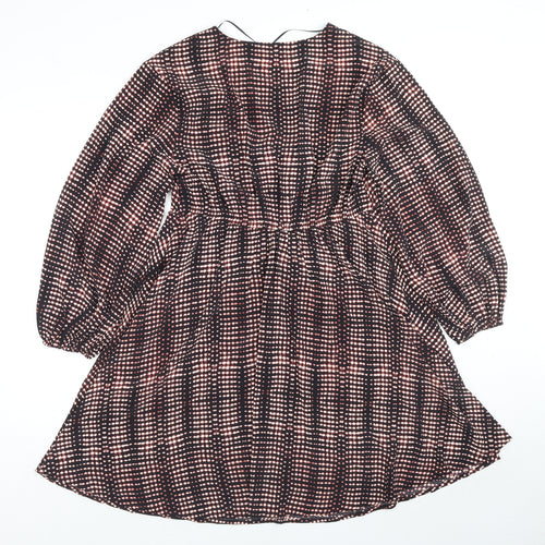 Per Una Womens Multicoloured Geometric Polyester Trapeze & Swing Size 12 V-Neck Pullover