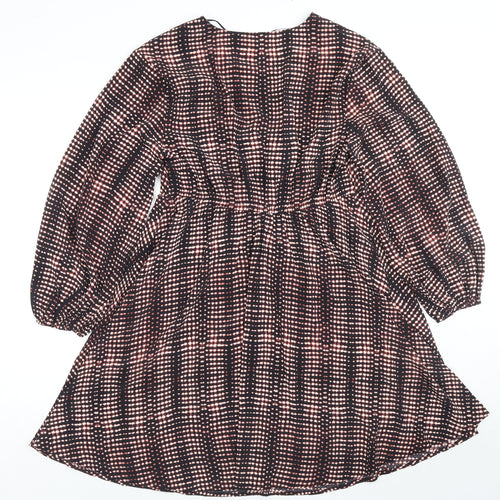 Marks and Spencer Womens Multicoloured Geometric Polyester Trapeze & Swing Size 10 V-Neck Pullover