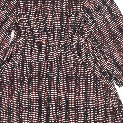 Marks and Spencer Womens Multicoloured Geometric Polyester Trapeze & Swing Size 10 V-Neck Pullover