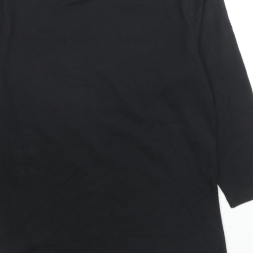 Marks and Spencer Womens Black Cotton Basic T-Shirt Size 12 Boat Neck