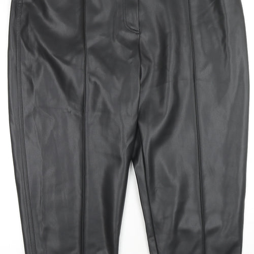 Marks and Spencer Womens Black Polyester Trousers Size 20 L23 in Regular Zip