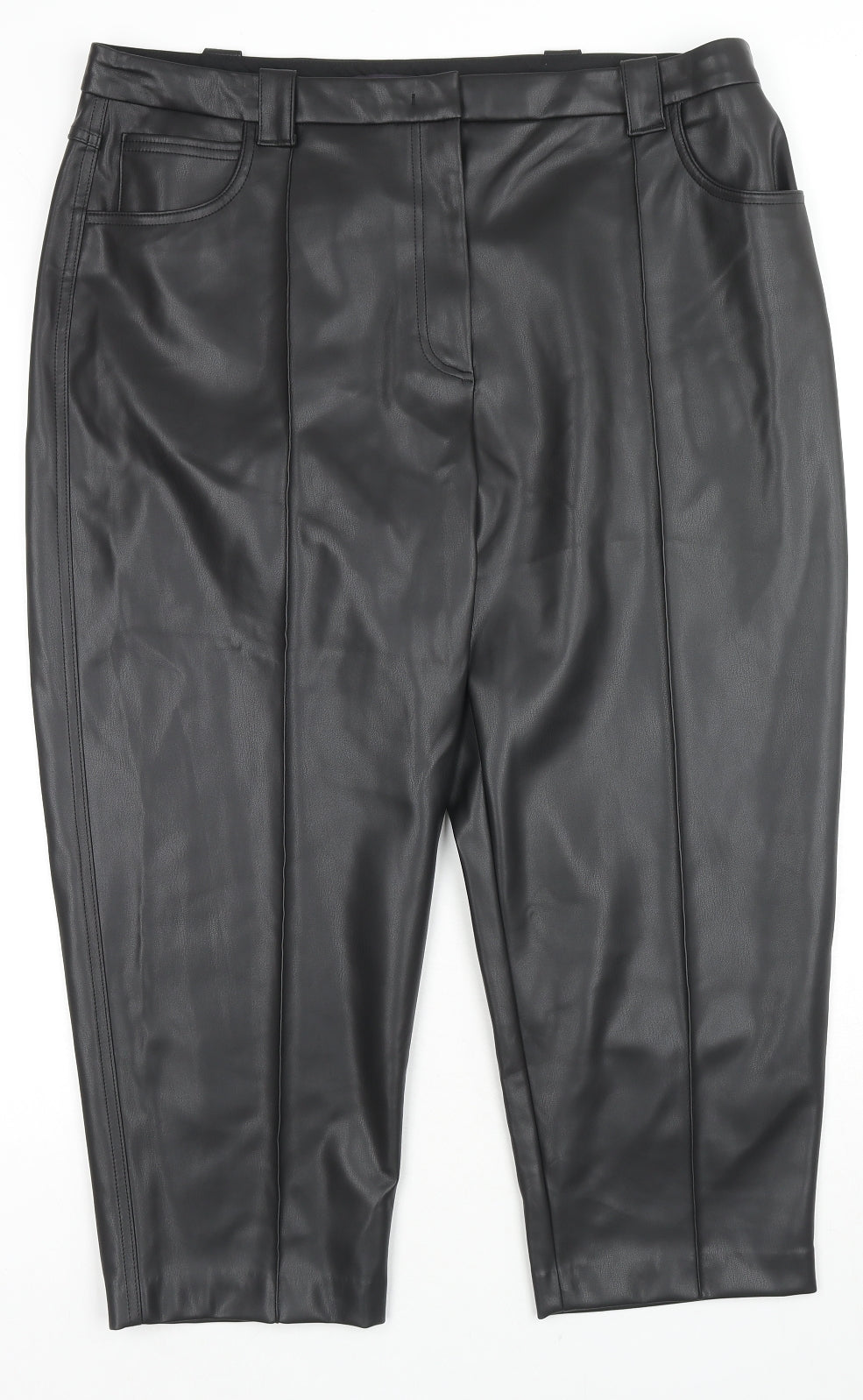 Marks and Spencer Womens Black Polyester Trousers Size 20 L23 in Regular Zip