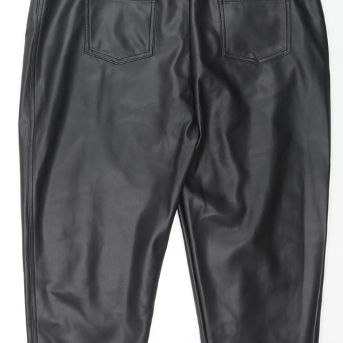 Marks and Spencer Womens Black Polyester Trousers Size 20 L23 in Regular Zip