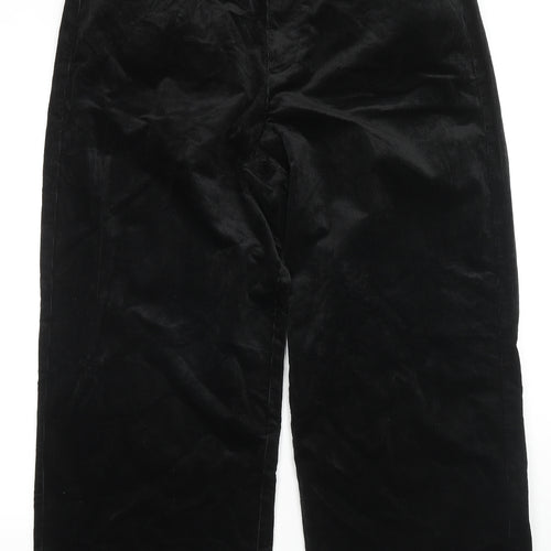 Marks and Spencer Womens Black Cotton Trousers Size 18 L26 in Regular Zip