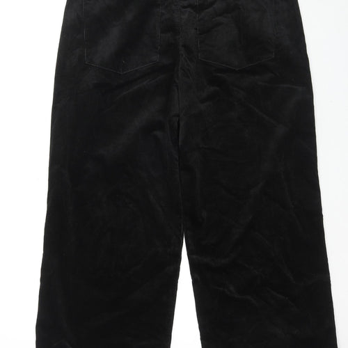 Marks and Spencer Womens Black Cotton Trousers Size 18 L26 in Regular Zip