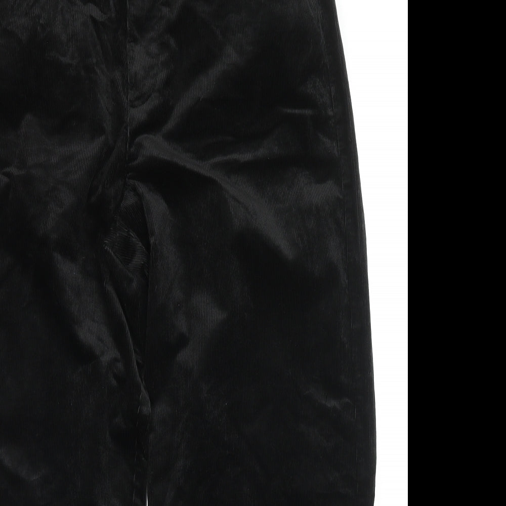 Marks and Spencer Womens Black Cotton Trousers Size 18 L26 in Regular Zip