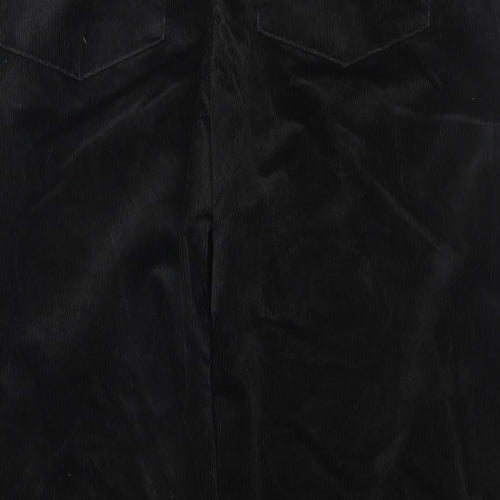 Marks and Spencer Womens Black Cotton Trousers Size 18 L26 in Regular Zip