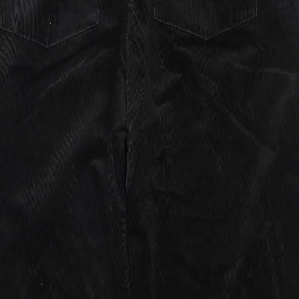 Marks and Spencer Womens Black Cotton Trousers Size 18 L26 in Regular Zip